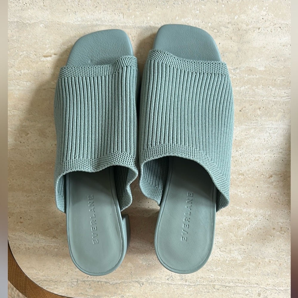 NWOB! Everlane ReKnit Glove Mule Sage Green Blue Sz 6